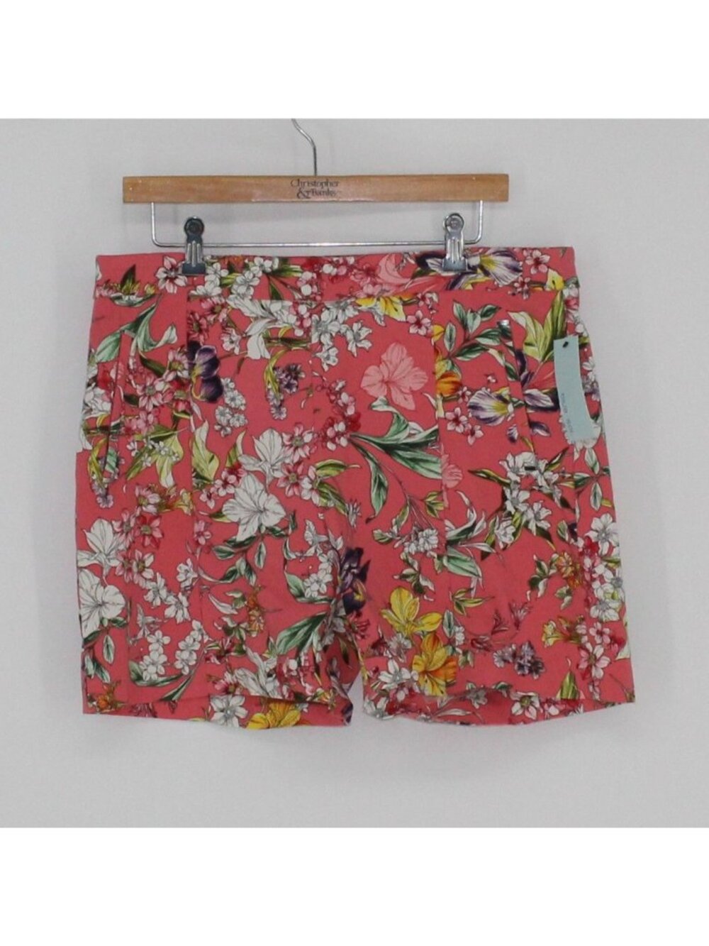 16) NEW Blue Sol Coral Floral Print Shorts Woman Size  1X